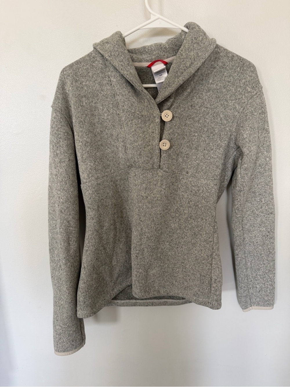 The North Face Women's Grey Shawl Collar Button Pullover